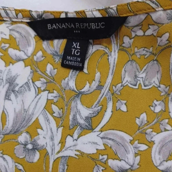 Banana Republic Yellow Grey Boho Tunic Blouse Size XL - Picture 7 of 10
